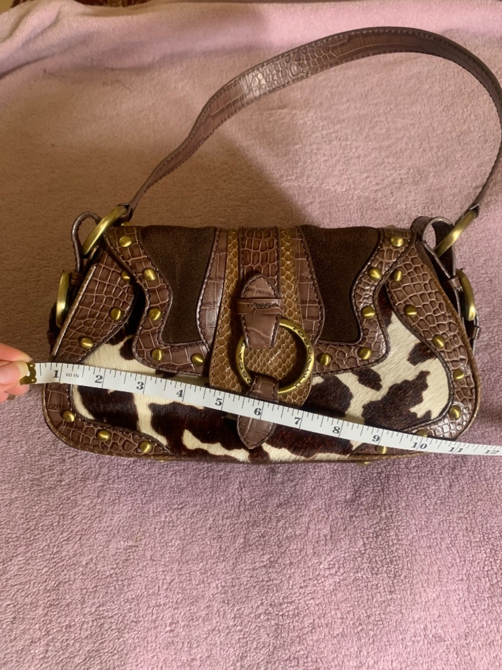TOSCA BLU Brown Leather & Cowhide Shoulder Bag - Picture 10 of 10
